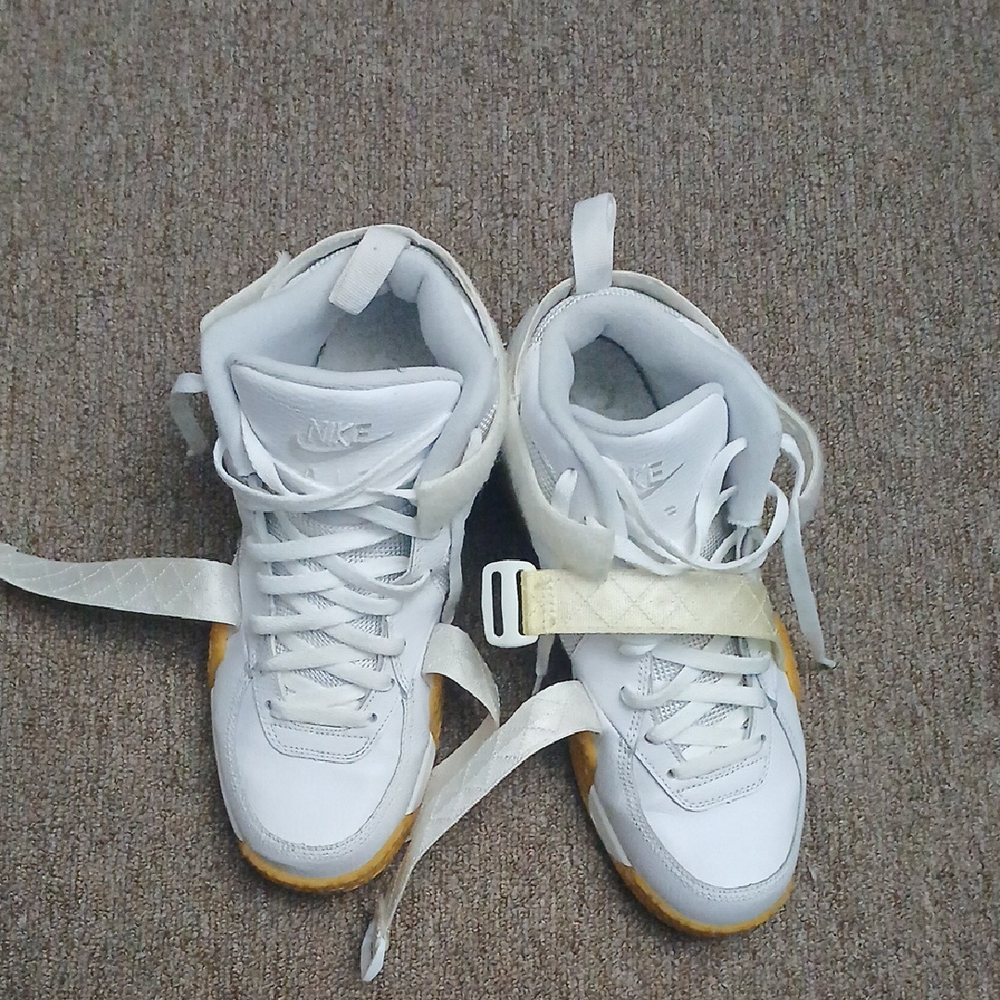 Nike White and Tan High-Top Sneakers